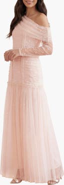 Needle & Thread Gigi Dot One-Shoulder Ruched Gown