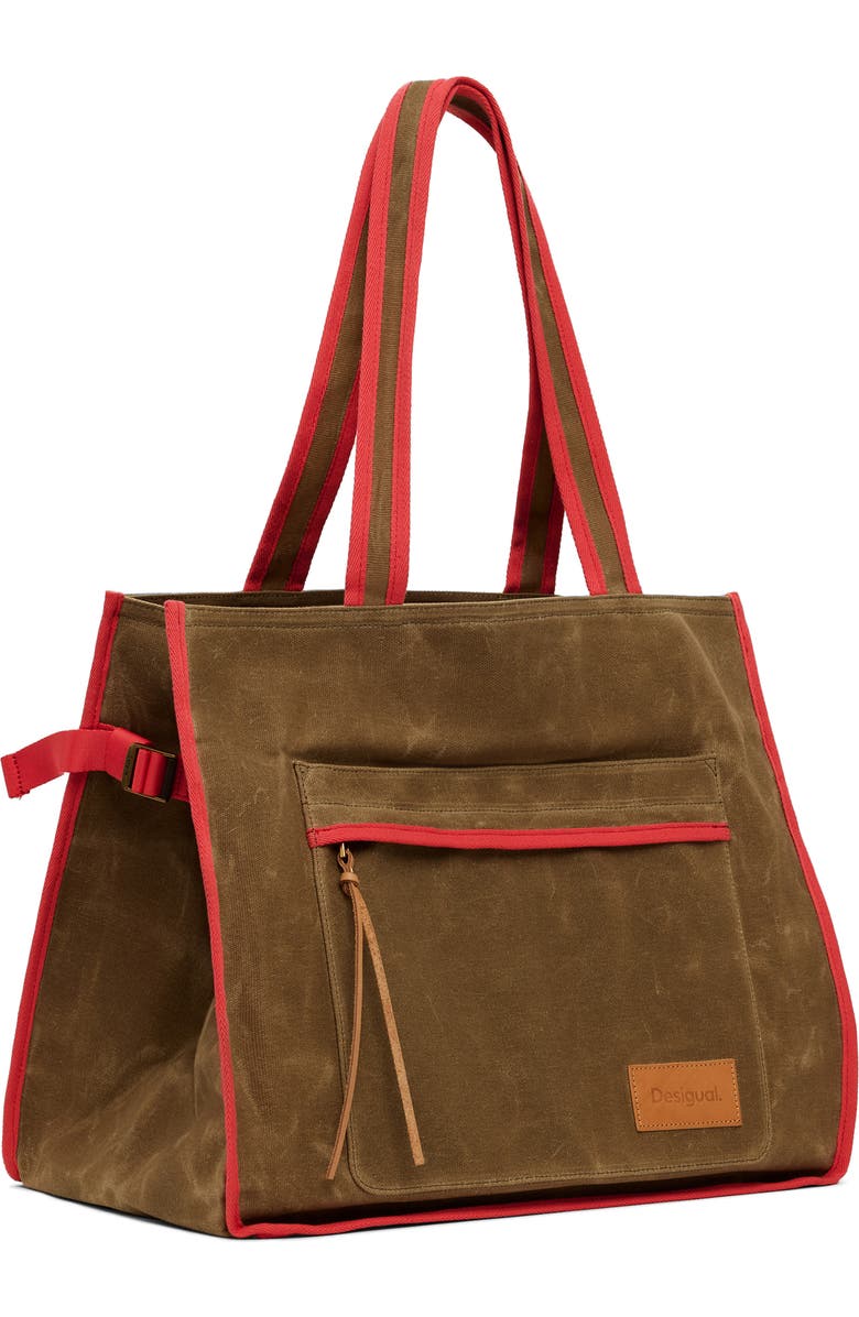 Desigual Canvas Shopping Bag, Alternate, color, Camel