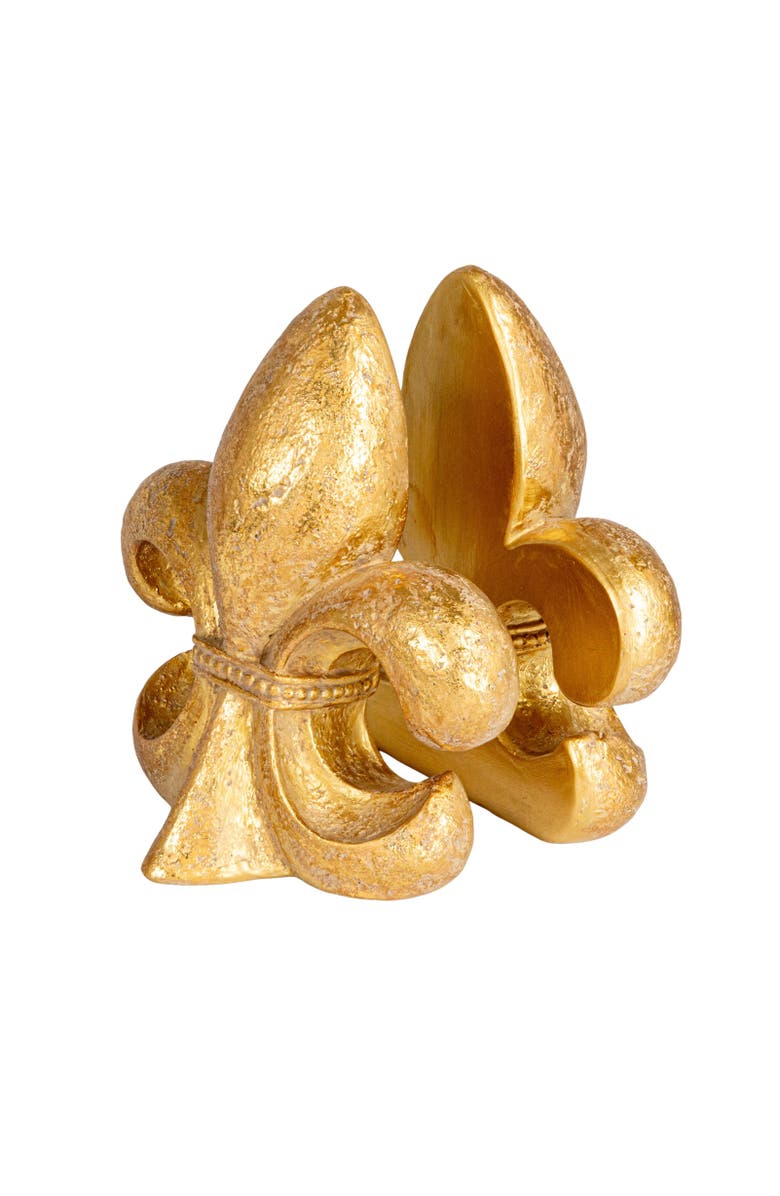 Storied Home Decorative Fleur de Lis Resin Bookends, Gold, Main, color, Gold
