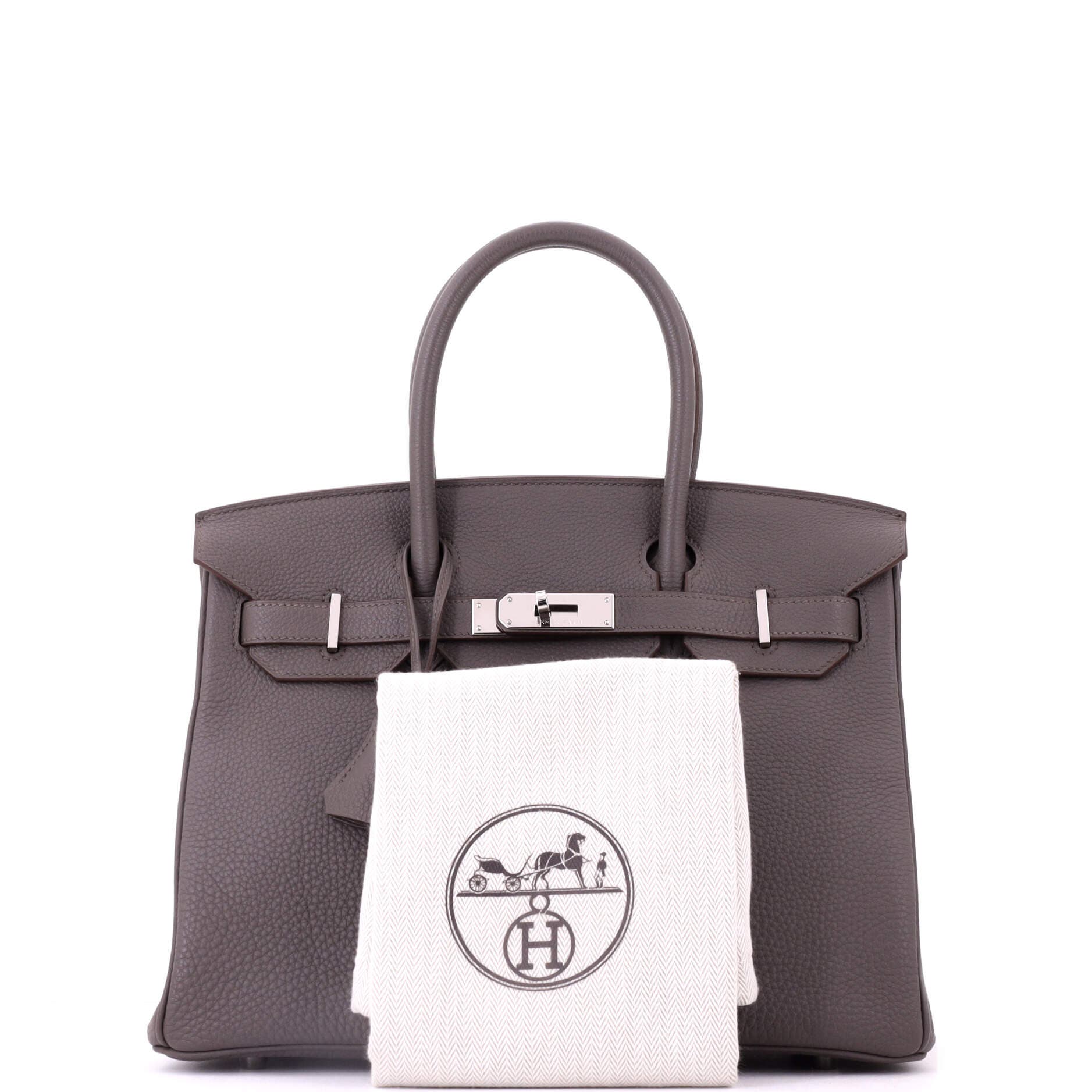 Pre-Owned Hermes Birkin Handbag Grey Togo with Palladium Hardware 30, Alternate, color, Etain