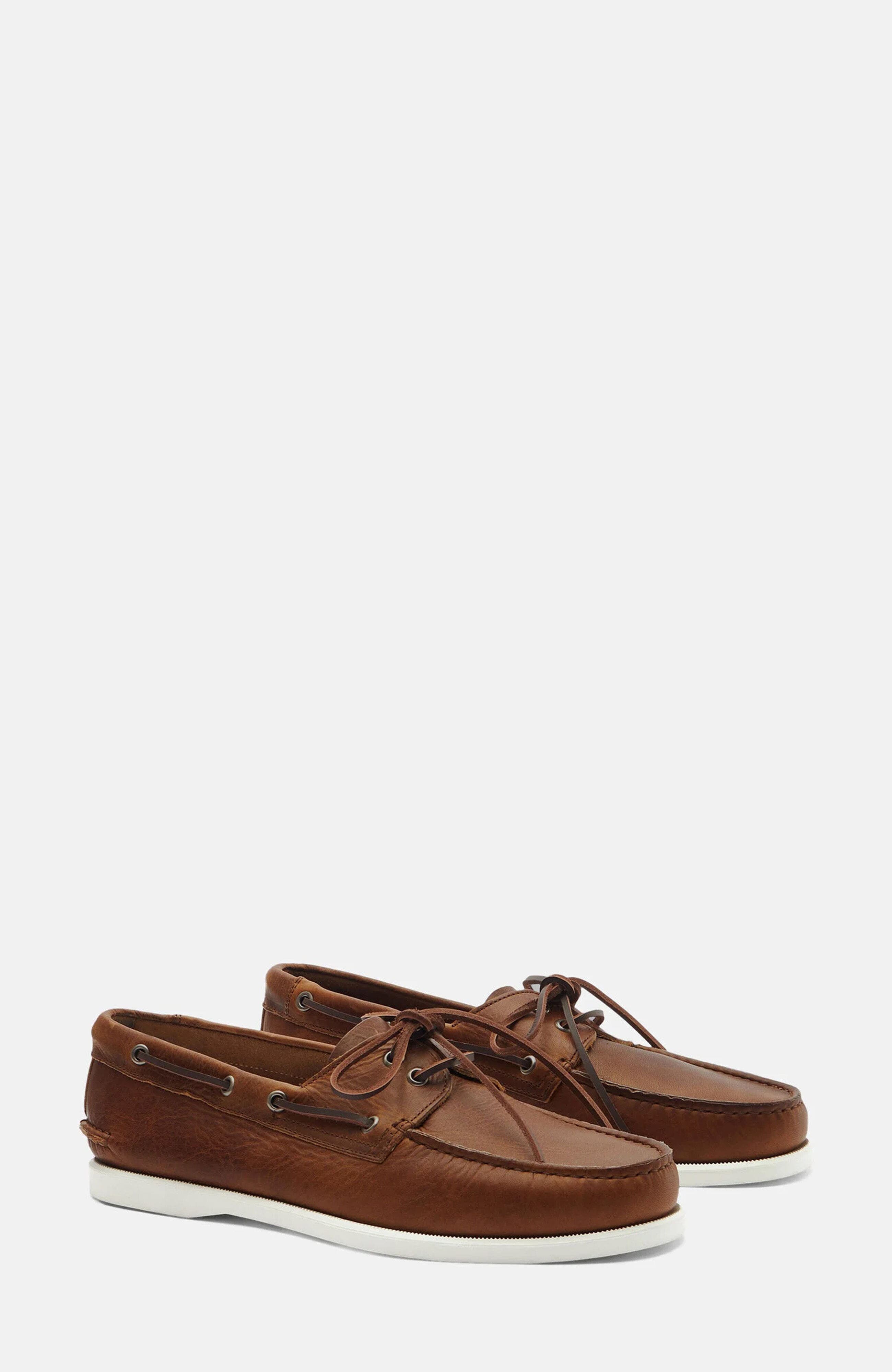 SCAROSSO Orlando Boat Shoes, Main, color, Cigar - Calf