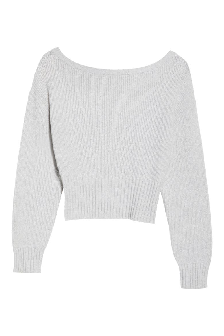 Cosette Off the Shoulder Rib Sweater, Alternate, color, HEATHER GREY