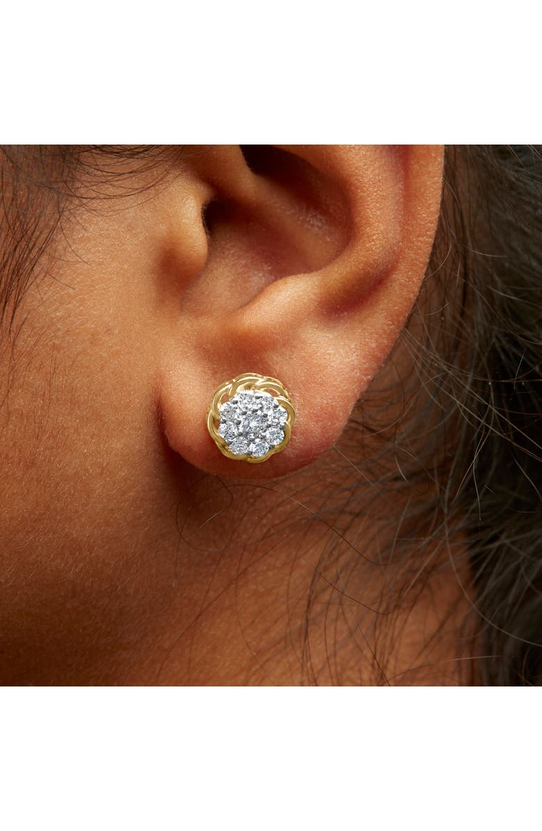 Haus of Brilliance 10K Yellow Gold Plated Silver 1/2 Ct Diamond Cluster Stud Earrings, Alternate, color, Yellow