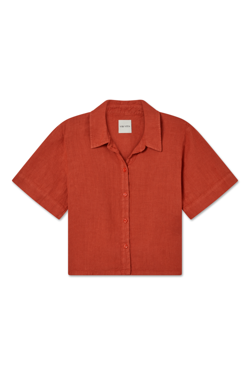 Vir Vita Anais Linen Shirt In Red