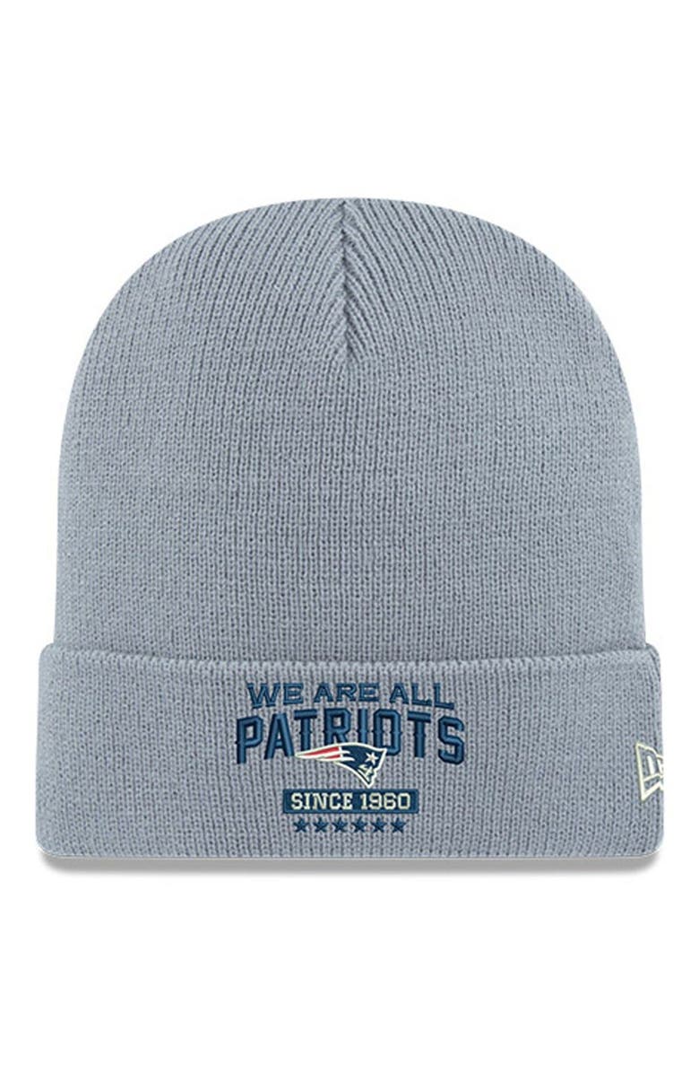 New Era Men's New Era Gray New England Patriots We Are All Patriots Cuffed Knit Hat, Main, color, 