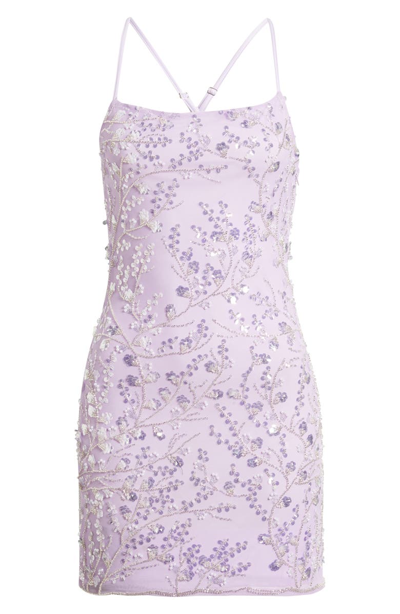 Jump Apparel Beaded Floral Cocktail Minidress, Alternate, color, Lilac