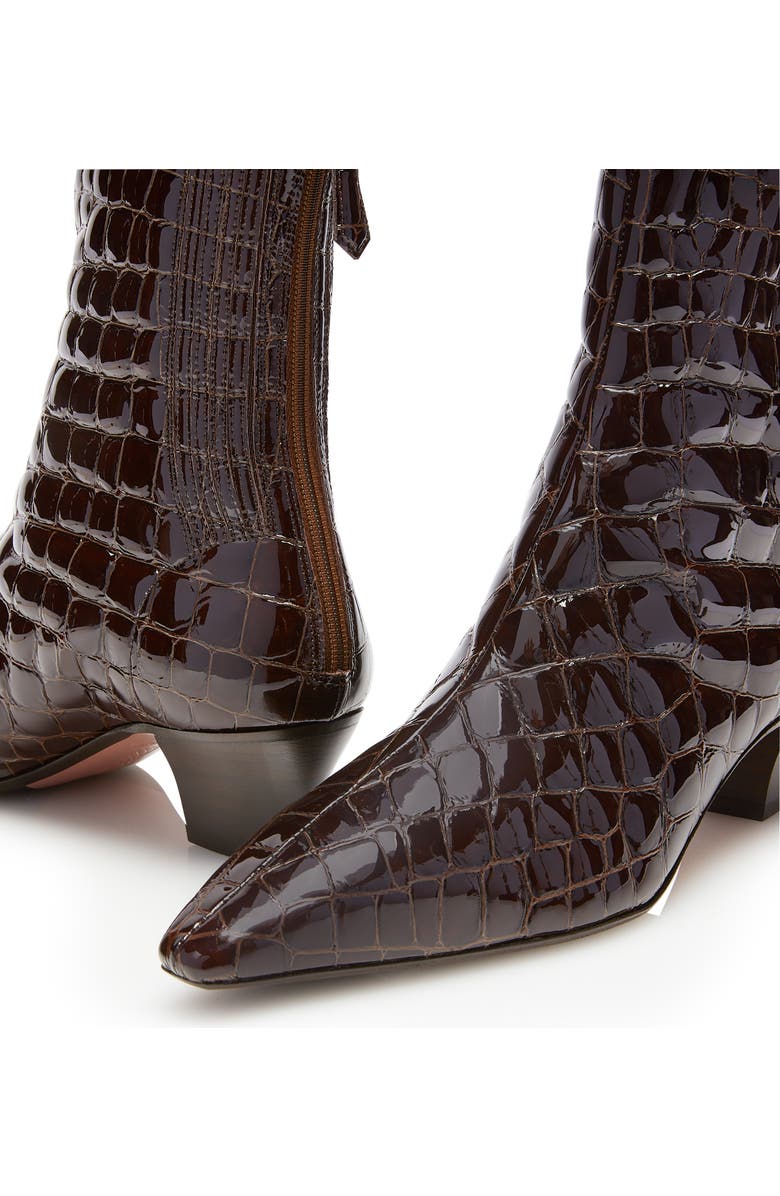 Aquazzura Tres St. Honore Croc Embossed Genuine Kangaroo Leather Bootie, Alternate, color,