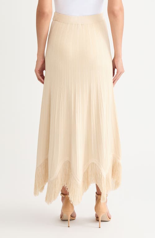 Misook X Lani Lynn Fringe Knit Skirt In White