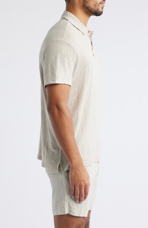 Alex Crane  Linen Polo In Bone