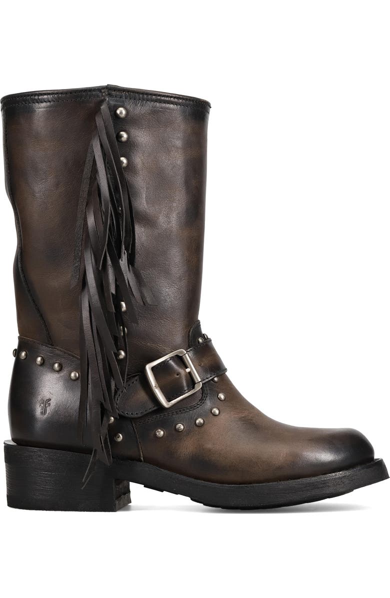 Frye Viv Fringe Trim Boot, Alternate, color, Black