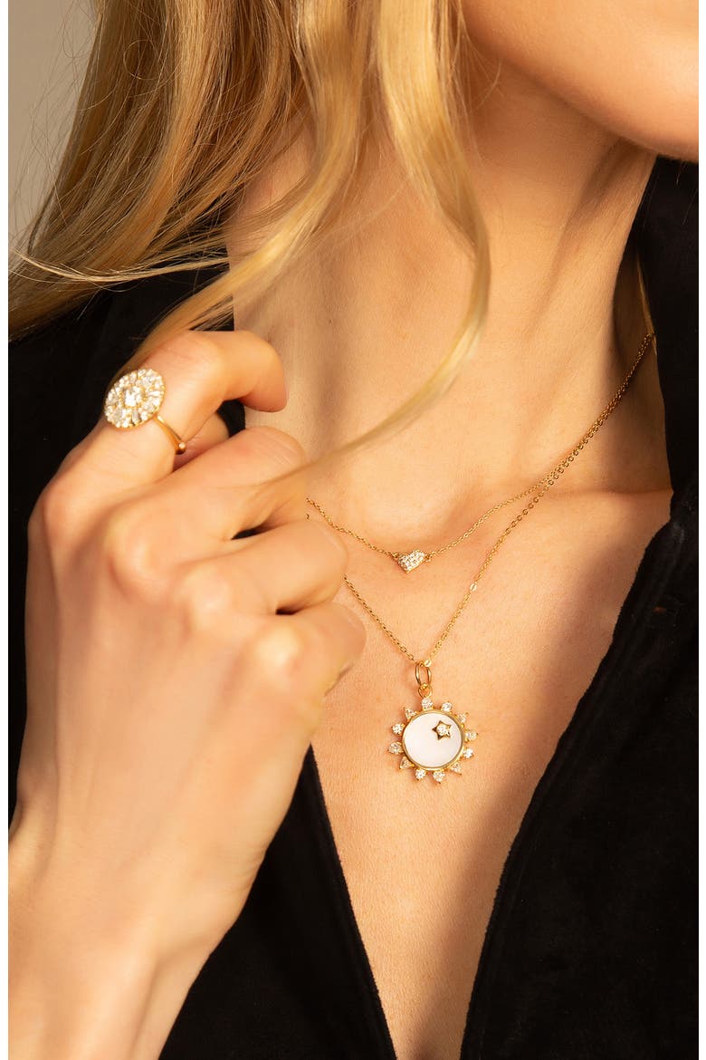 Mother-of-Pearl Sun Pendant Necklace, Alternate, color, GOLD