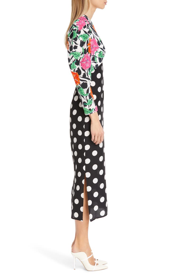Gretal Floral & Polka Dot Print Dress, Alternate, color, MAXI SPOT FLORAL CHAIN
