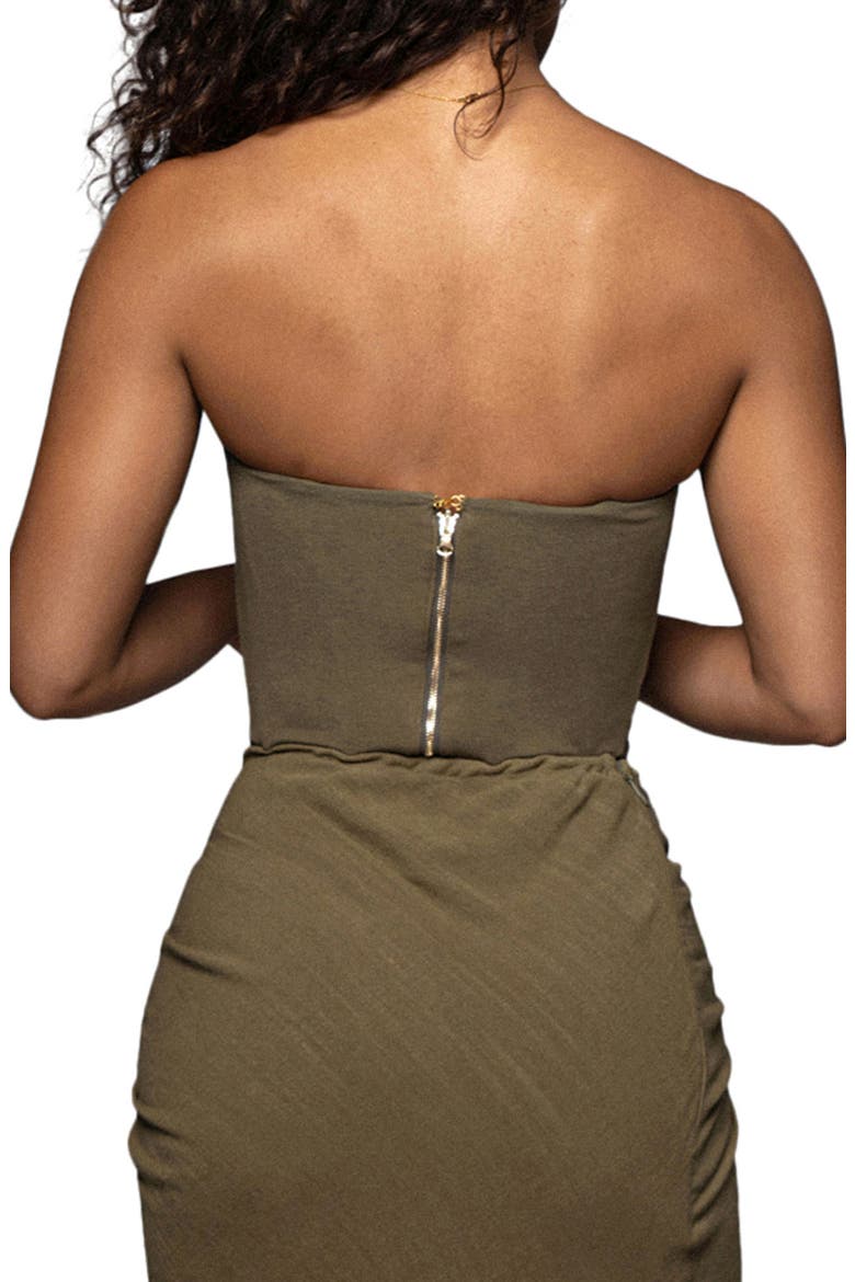 Fenix Strapless Cotton & Linen Corset Top, Alternate, color, GREEN