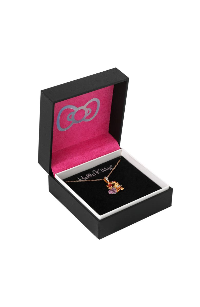 Hello Kitty 925 Sapphire Pendant, 18" chain, Alternate, color, Gold/Pink