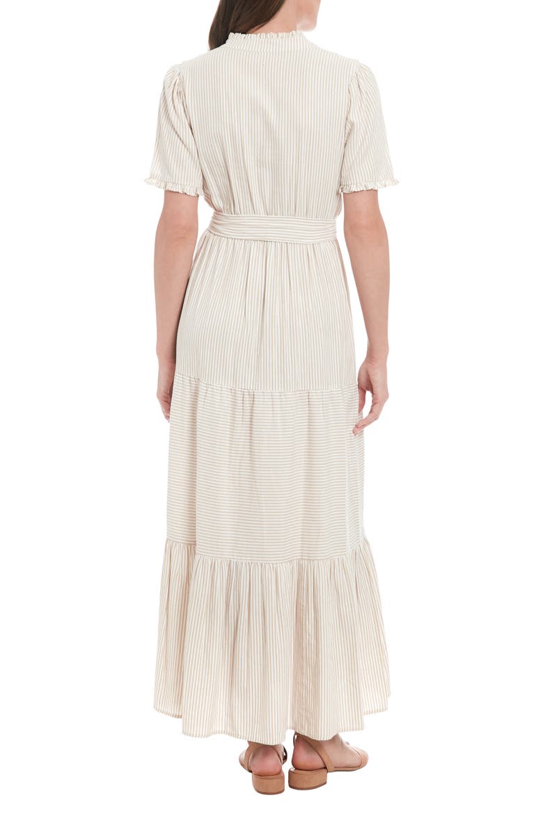 Stripe Tiered Cotton Maxi Dress, Alternate, color, IRISH CREAM