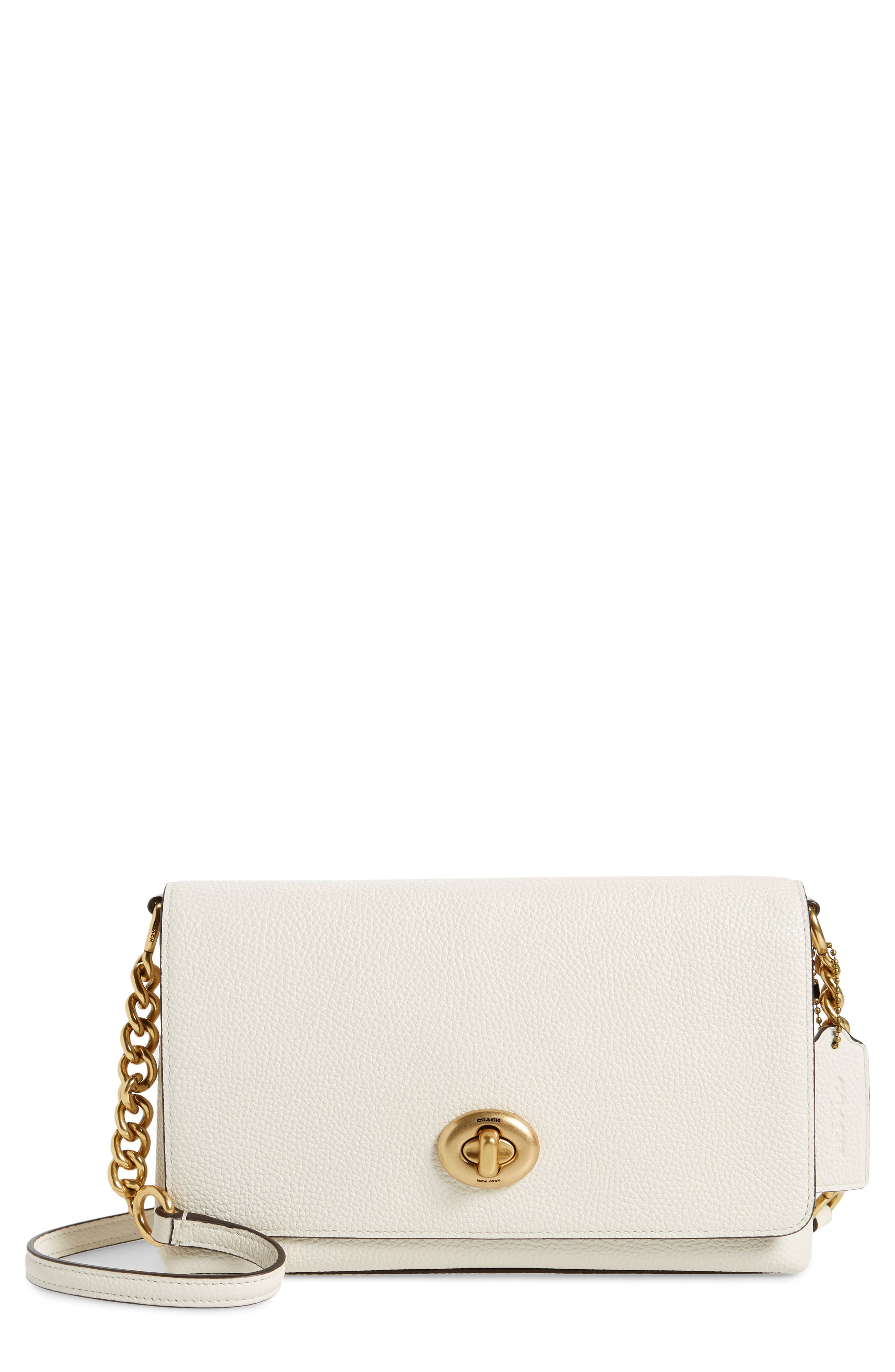 Crosstown X Leather Crossbody Bag, Main, color, BRASS/ CHALK