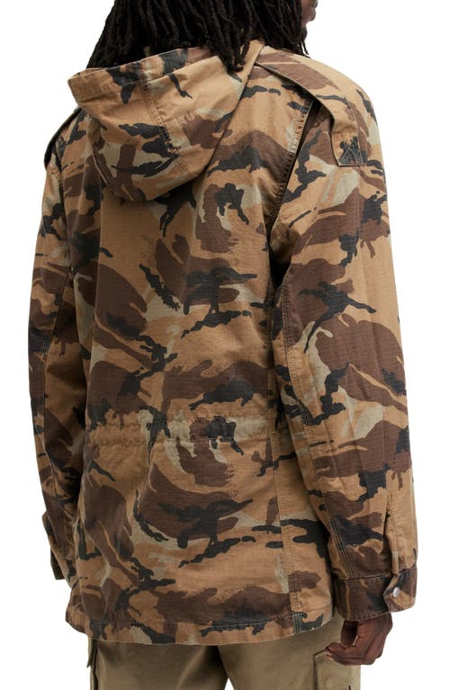 Allsaints Remo Relaxed Fit Camouflage Jacket In Brown