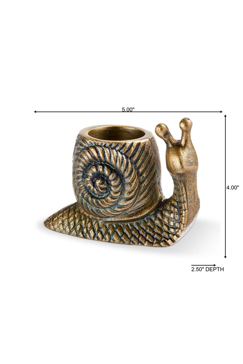 Garden Snail Tealight Antique Brass Aluminum Spring, Alternate, color, Gold