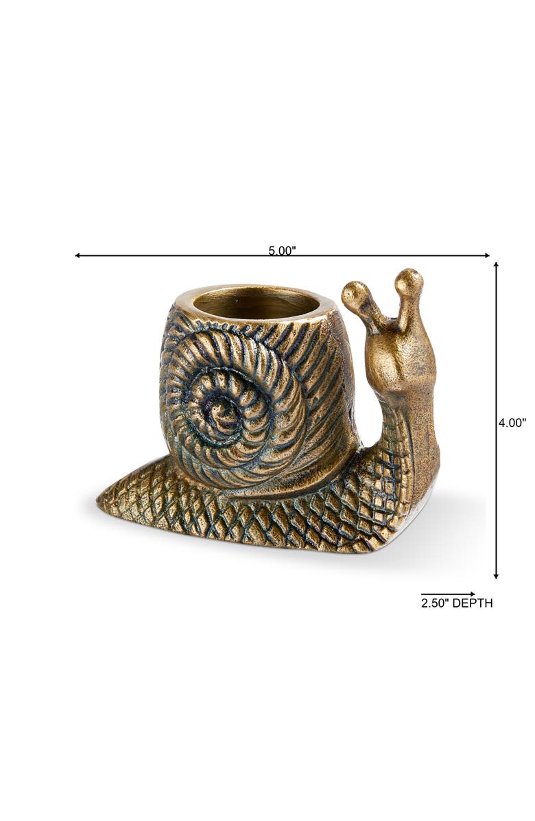 tag Garden Snail Tealight Antique Brass Aluminum Spring, Alternate, color, Gold