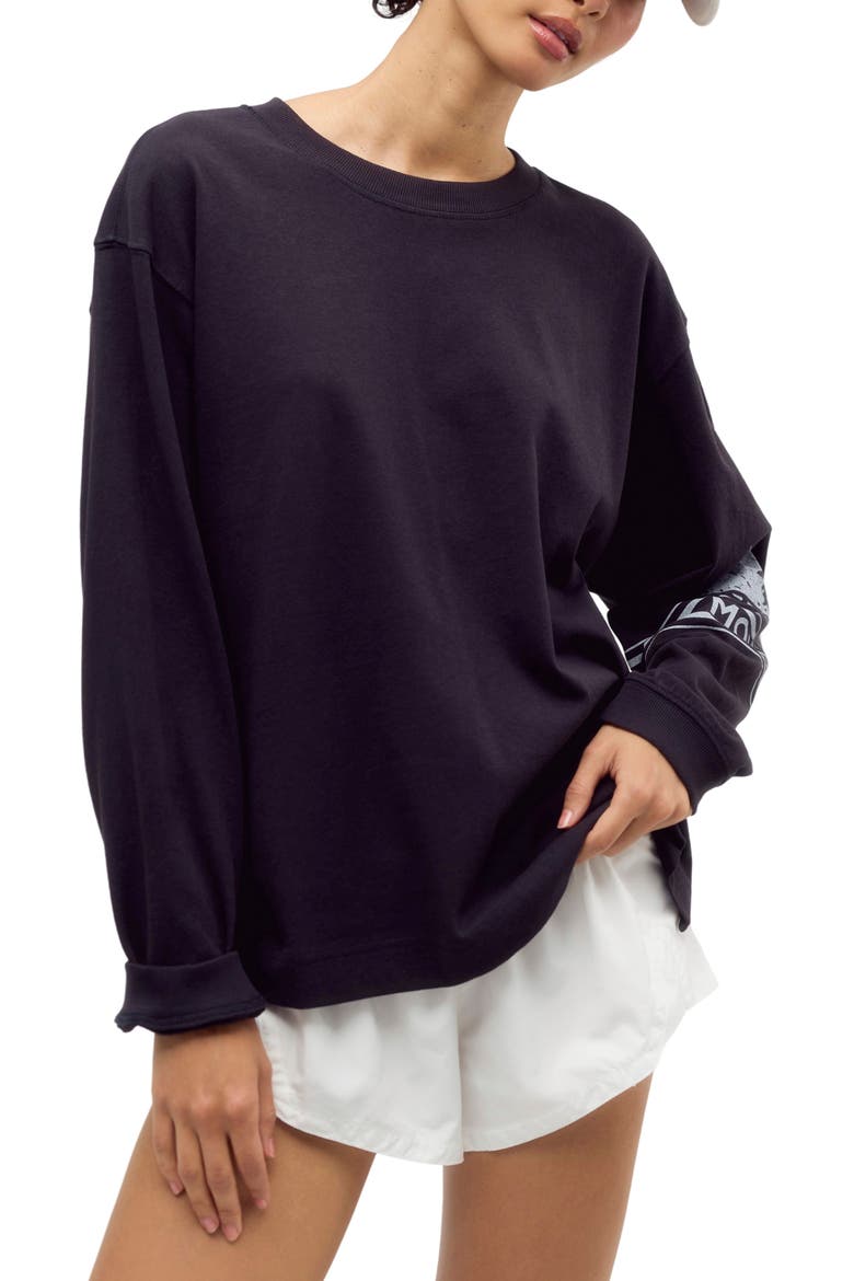 Logo Hustle Layer Long Sleeve Graphic Tee, Main, color, MOUNTAIN BLACK COMBO