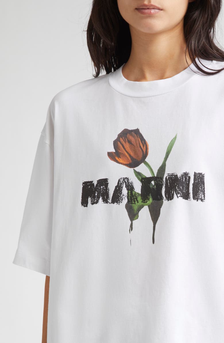 Marni Boxy Fit Crewneck Graphic T-Shirt, Alternate, color, Low01 Lily White