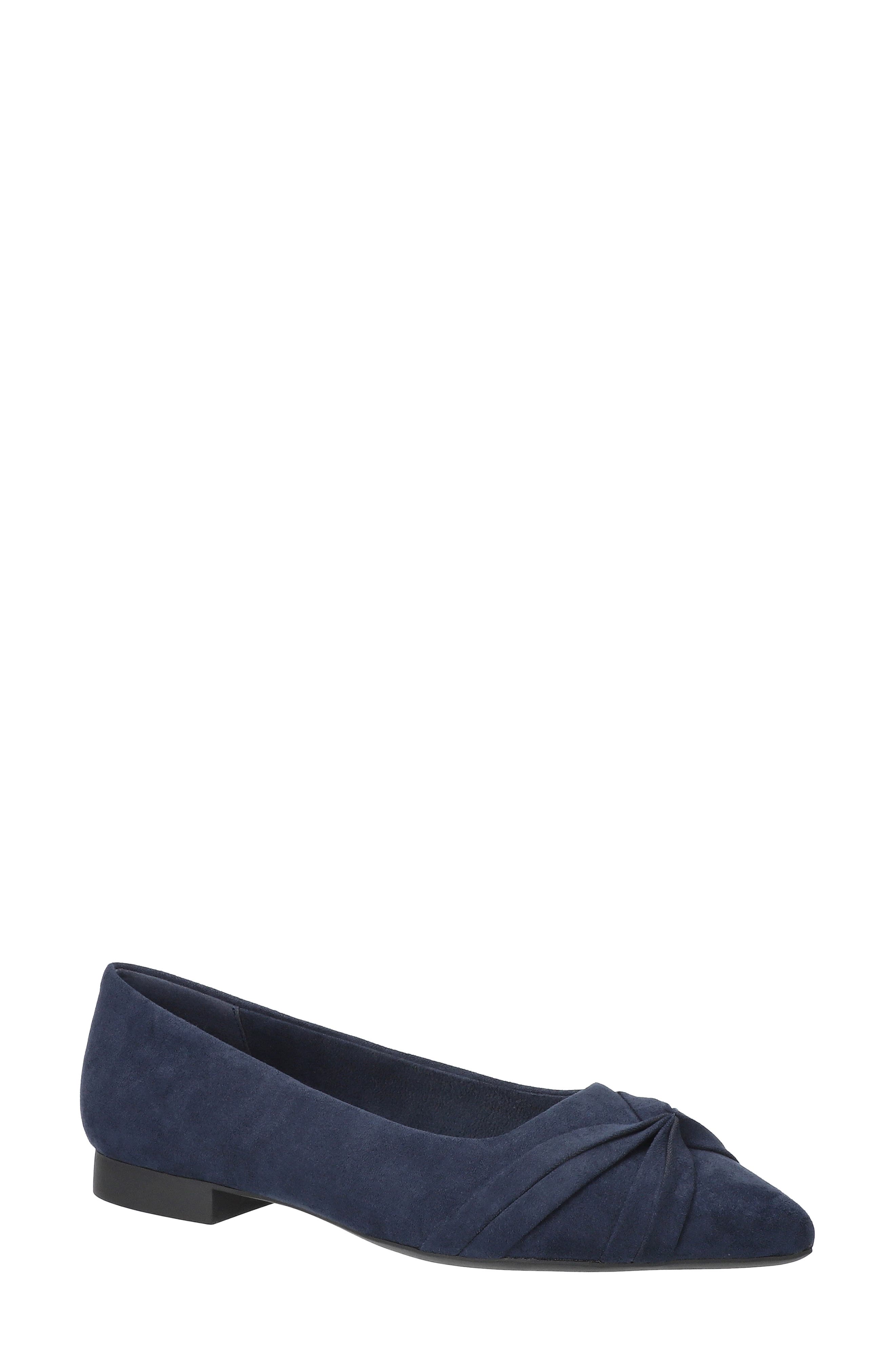 Roxie Pointed Toe Flat, Main, color, NAVY SUEDE