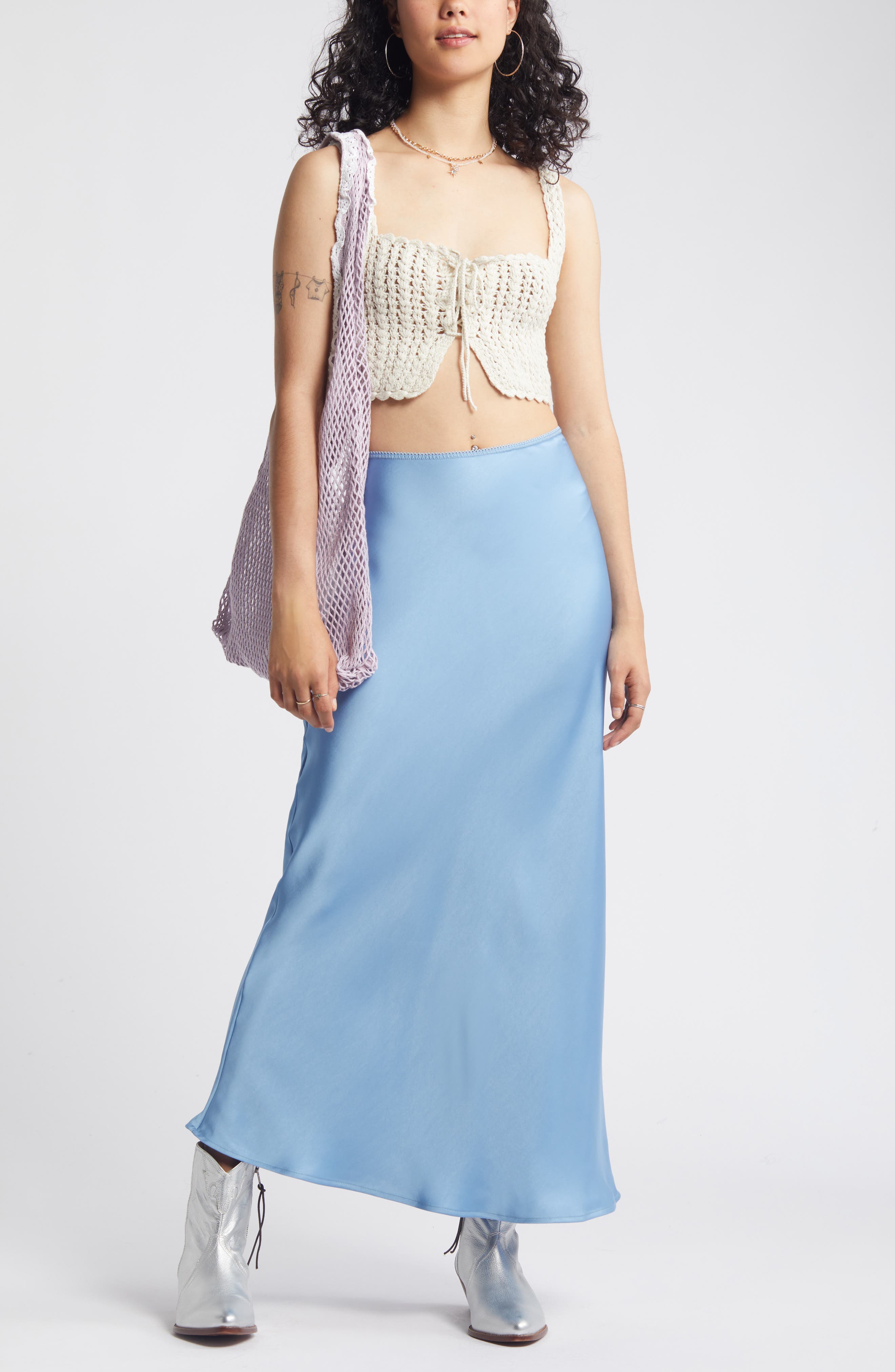 Satin Midi Skirt - image 2
