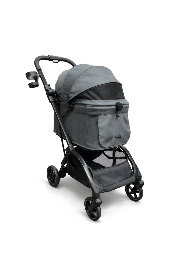Lightweight & Compact Pet Stroller for Dogs & Cats - Charcoal, Alternate, color, Charcoal