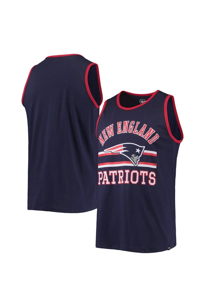 Men's '47 Navy New England Patriots Edge Super Rival Tank Top, Main, color, Navy