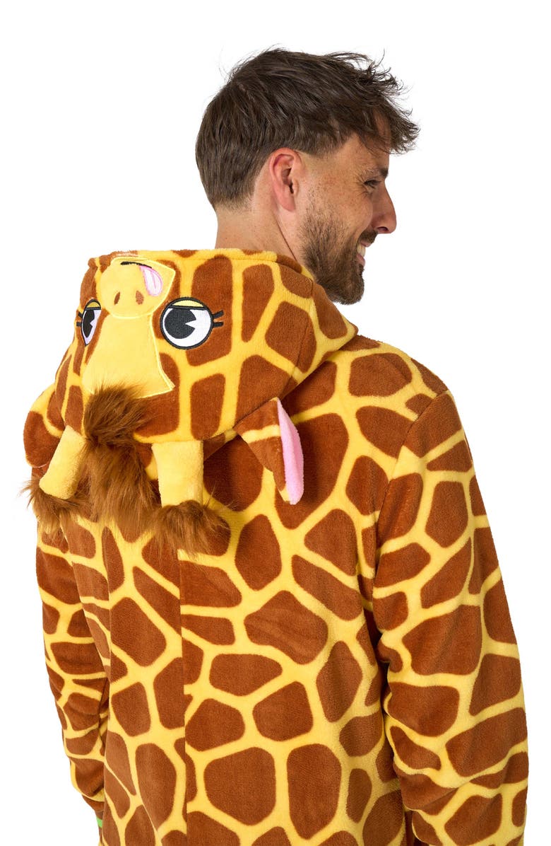 OppoSuits Giraffe Hooded Fleece Costume Jumpsuit, Alternate, color, Beige