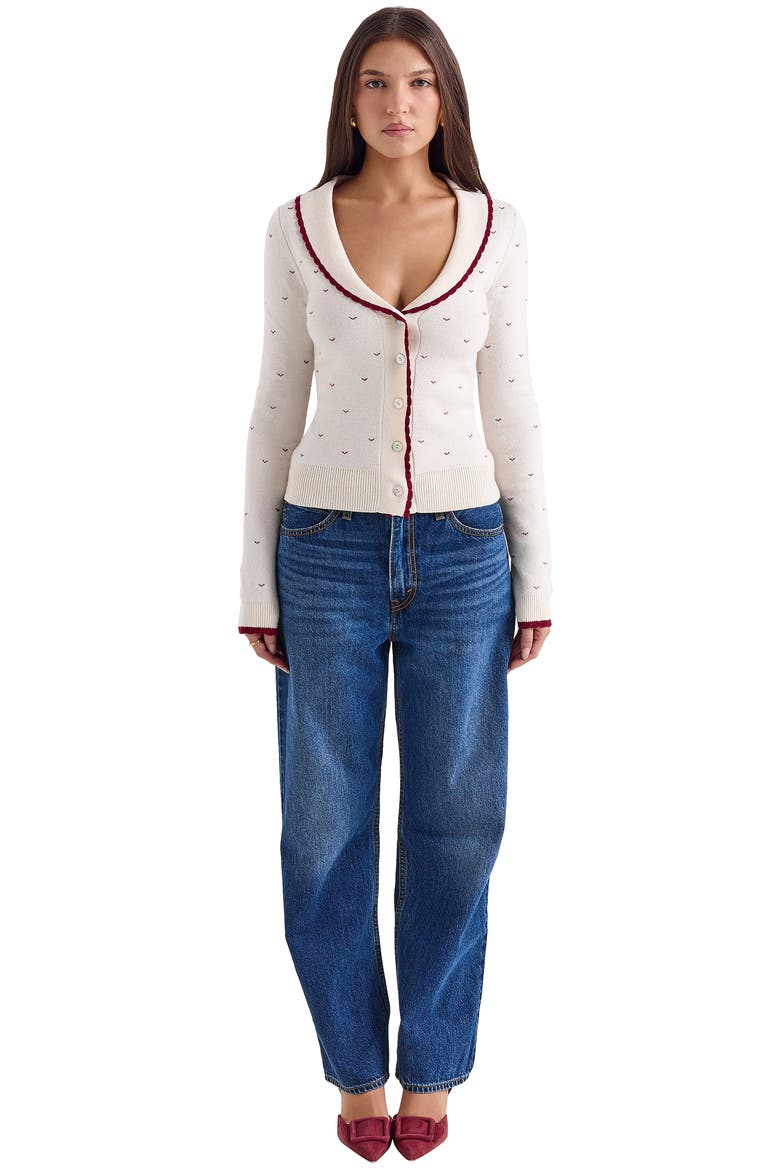 Marla Jacquard Cardigan, Alternate, color, IVORY