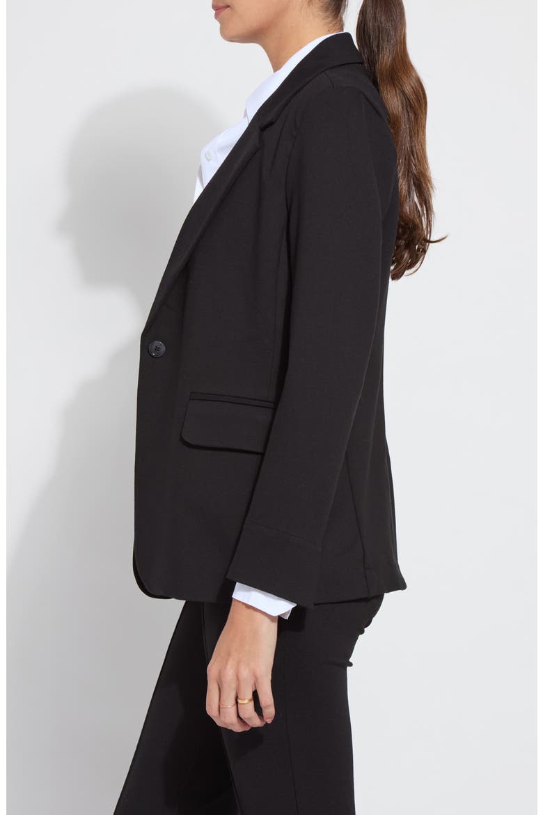 'Lyssentials One-Button Ponte Blazer, Alternate, color, BLACK