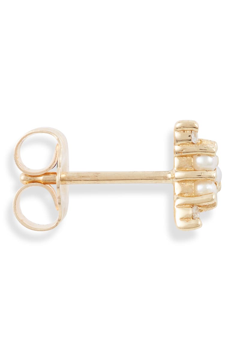 Pearl & Diamond Triad Stud Earring, Alternate, color, YELLOW GOLD/ DIAMOND/ PEARL