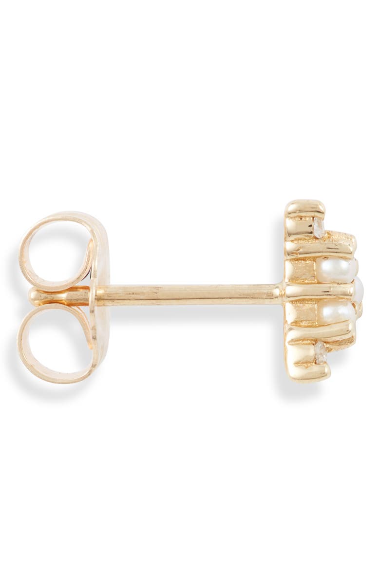 Jennie Kwon Designs Pearl & Diamond Triad Stud Earring, Alternate, color,