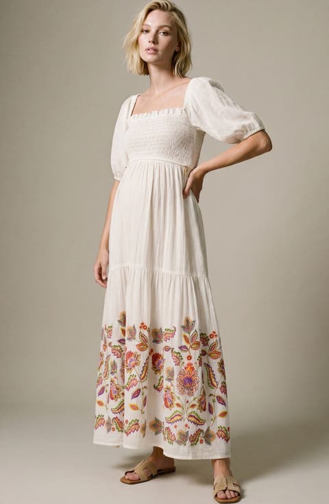 Maternity and Nursing Behemian style Smock Long Dress Mila