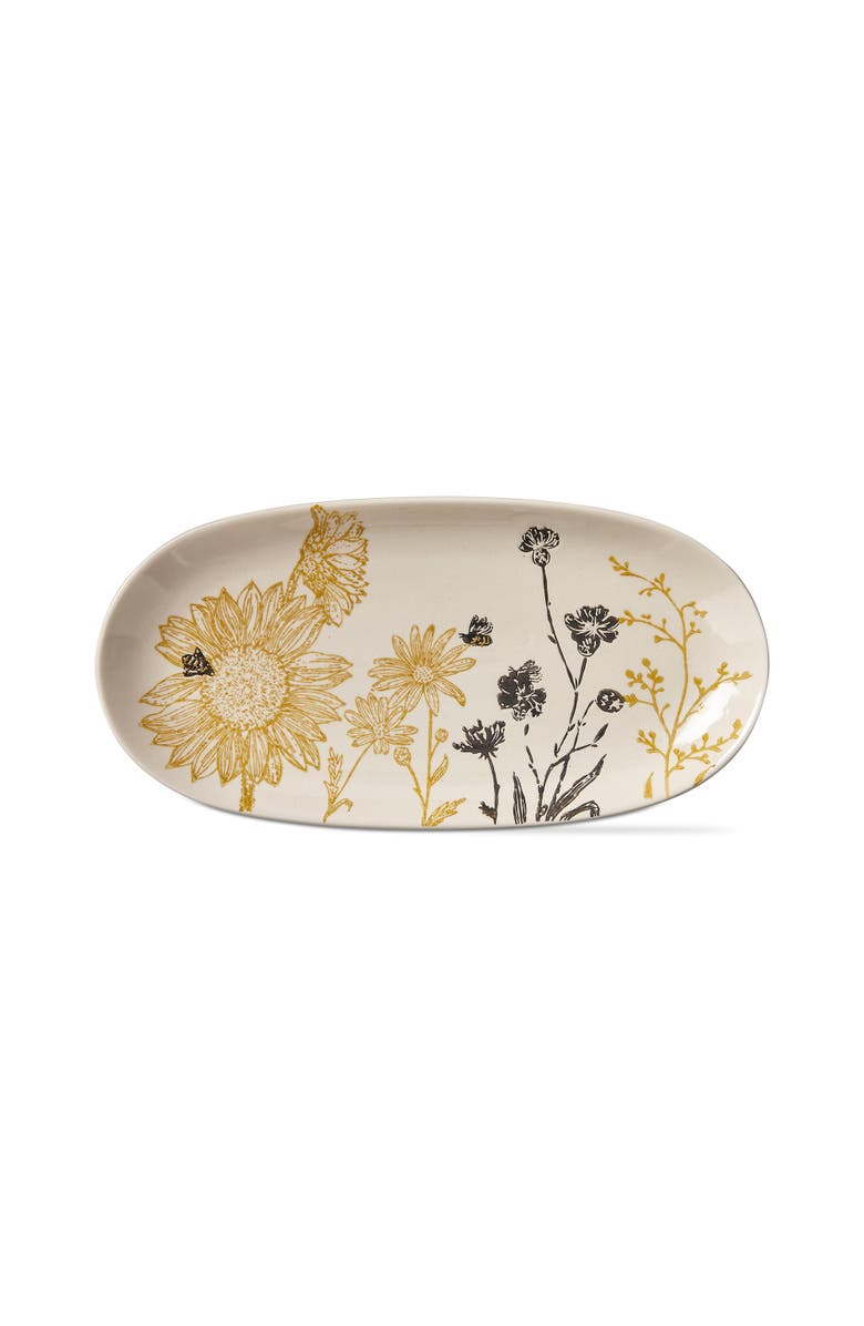 tag Let It Bee Multicolor Ceramic Serving Platter Dishwasher Safe, Main, color, White