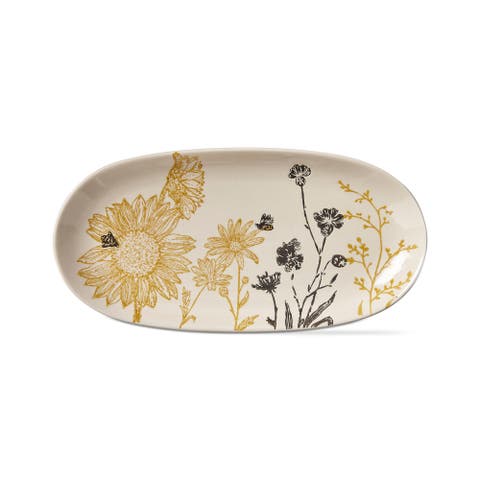 Let It Bee Multicolor Ceramic Serving Platter Dishwasher Safe