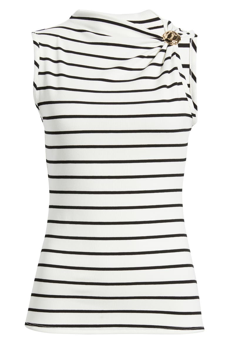 Stripe Side Twist Rib Top, Alternate, color, IVORY/ BLACK