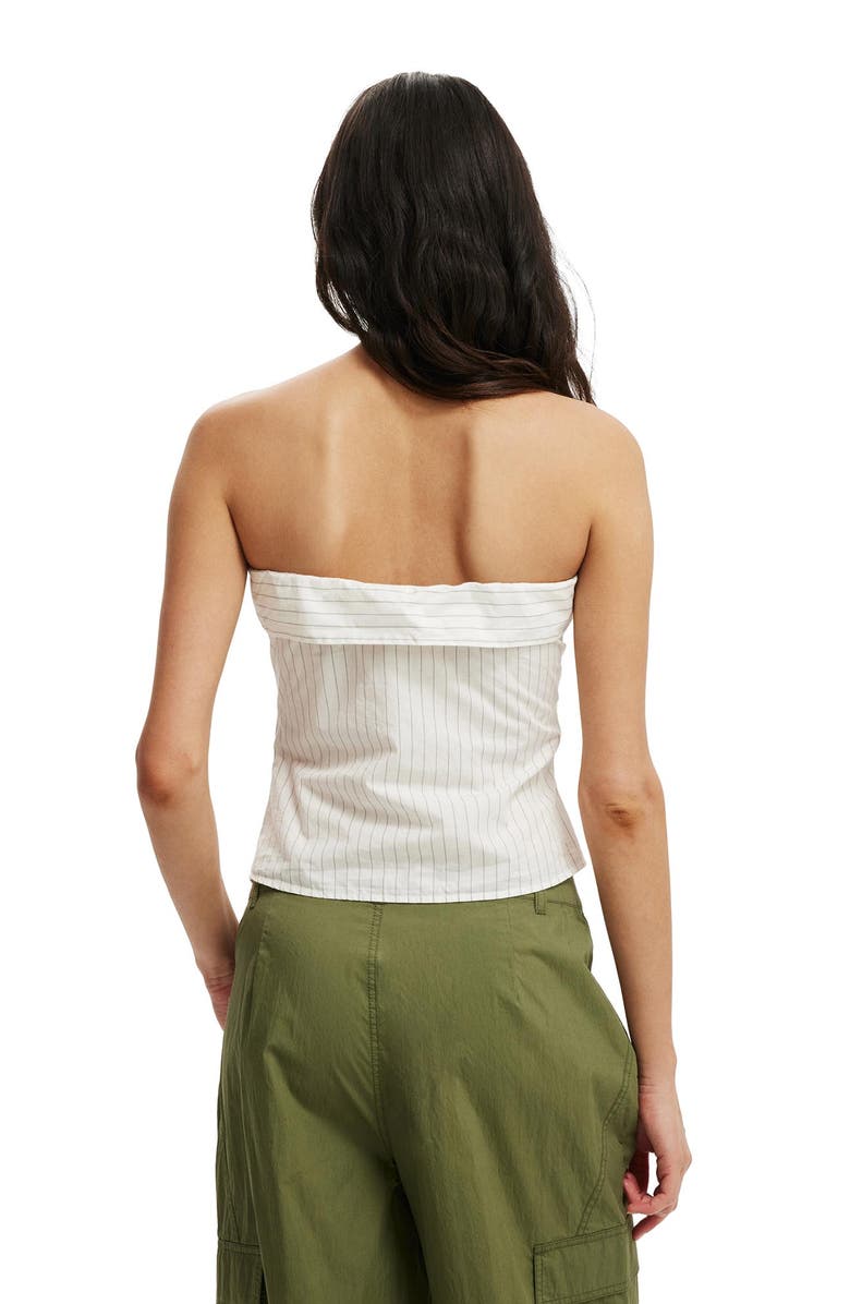 Cotton On Women's Mia Strapless Shirt, Alternate, color, Grey Pinstripe