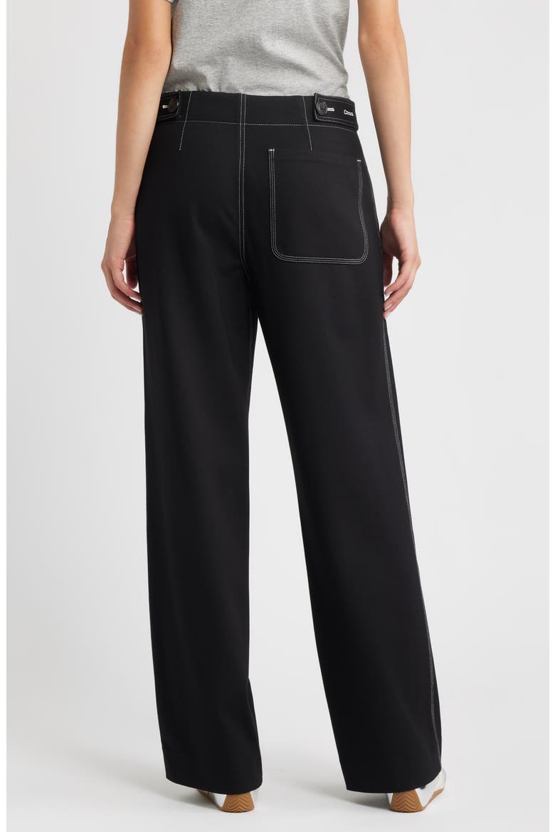 Irina Contrast Stitch Straight Leg Ponte Pants, Alternate, color, BLACK