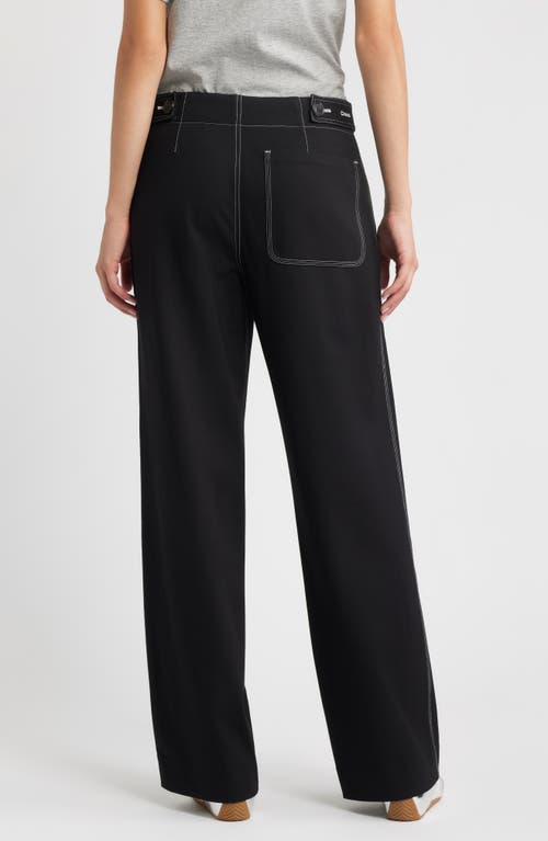 Rag & Bone Irina Contrast Stitch Straight Leg Ponte Pants In Black