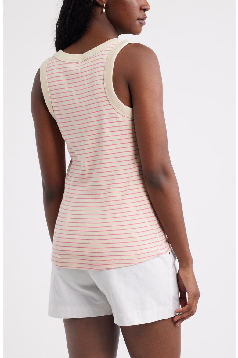 Scoop Neck Rib Cotton Tank, Alternate, color, BEIGE - PINK ALBA STRIPE