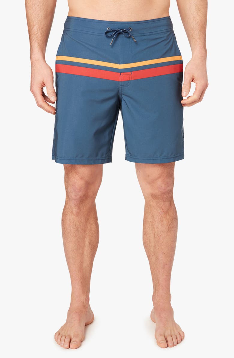 Fair Harbor The Ozone Swim Trunks, Main, color, Red Comp Stripe