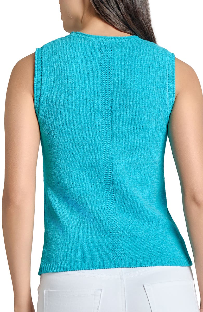 Jones New York Tape Yarn Roll Neck Sleeveless Sweater, Alternate, color, Aqua Wave