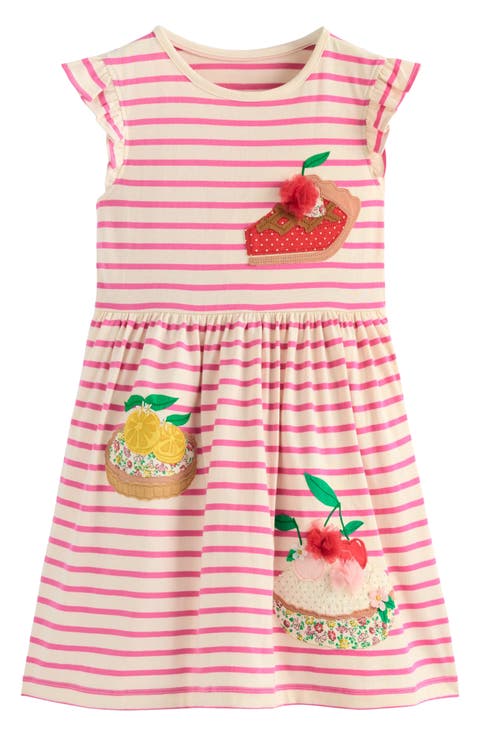 Kids' Posie Stripe Appliqué Cotton Dress (Toddler, Little Kid & Big Kid)
