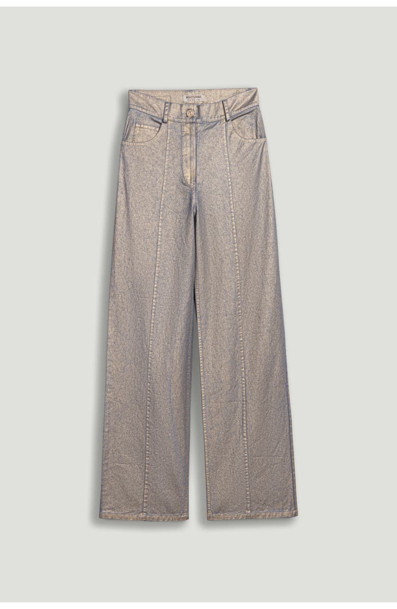 Nocturne Metallic Straight-Leg Jeans, Alternate, color, Metallic Gold