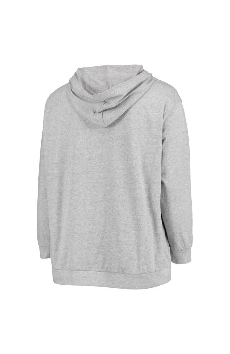 FANATICS Women's Fanatics Branded Heathered Gray Los Angeles Chargers Plus Size Lace-Up Pullover Hoodie, Alternate, color, 