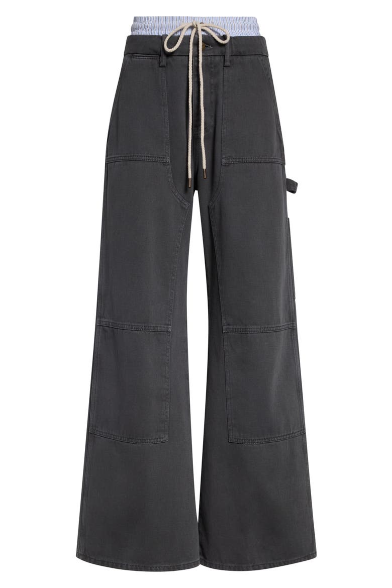 Washed Double Waistband Wide Leg Jeans, Alternate, color, GREY