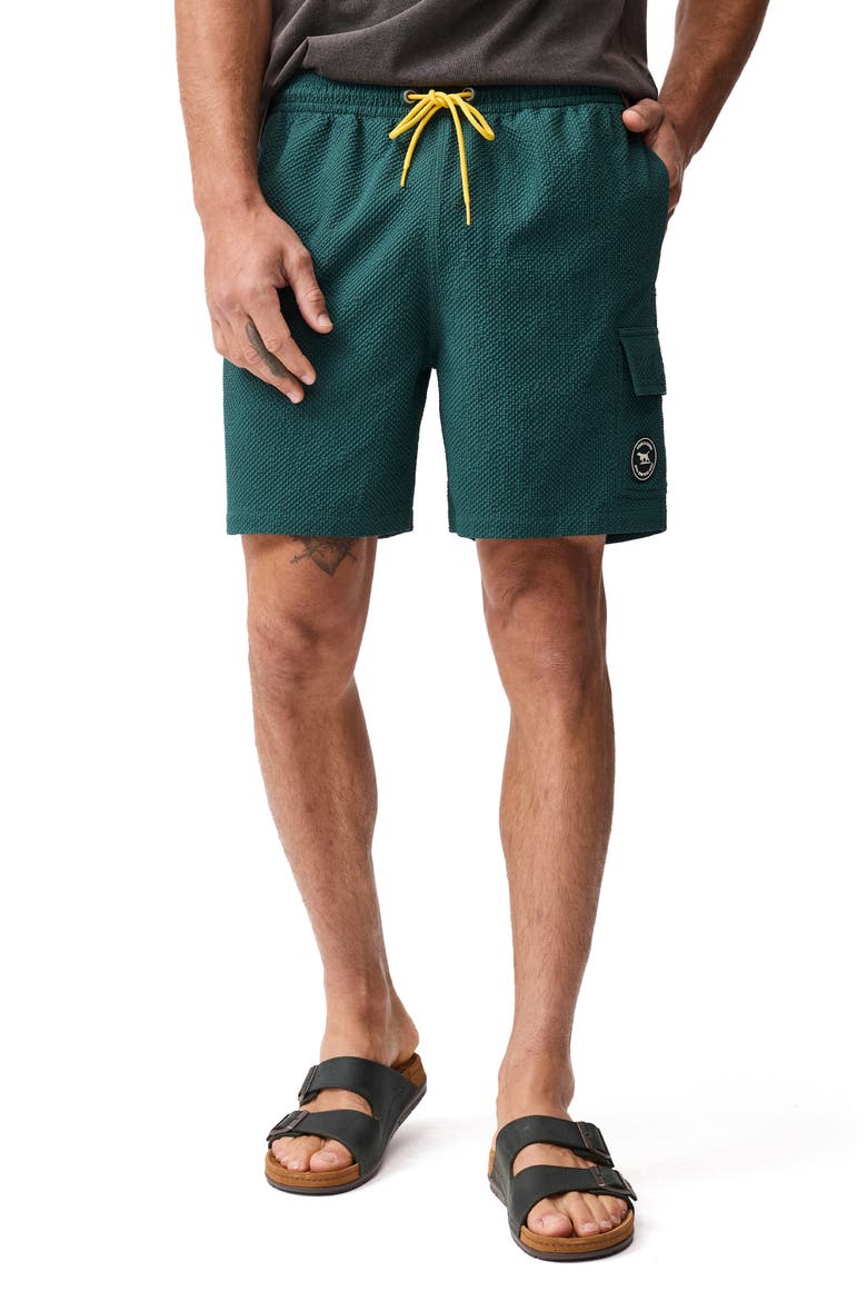 Winterton River Seersucker Swim Trunks, Main, color, TEAL