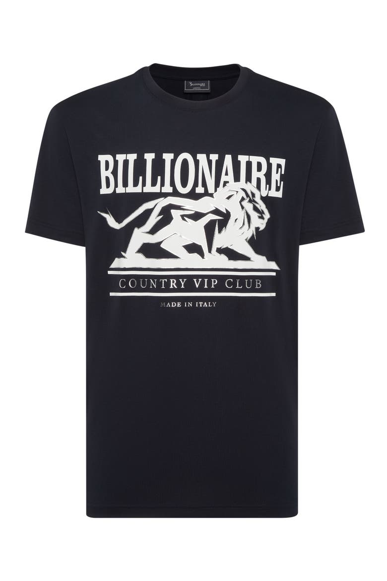T-Shirt Round Neck Ss Lion Men, Main, color, navy